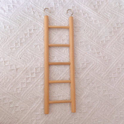 Wooden Perch Ladder Toy for Parrots - Climbing and Entertainment for Birds - 2 Hooks for Easy Cage Attachment Parakeet/Budgie, Cockatiel, Finch, Lovebird, Monk Parakeet, Dove, Parrotlet, Sparrow
