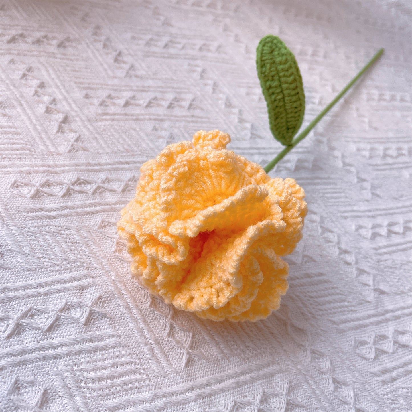 January Birth Month Carnation Bouquet - Birthday Flower Celebration Hand-Crocheted Single Stem Bouquet