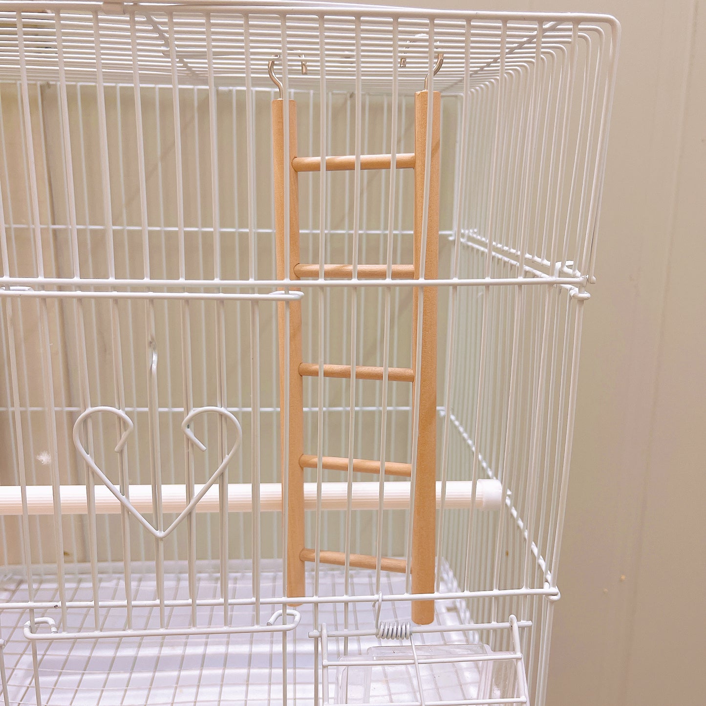 Wooden Perch Ladder Toy for Parrots - Climbing and Entertainment for Birds - 2 Hooks for Easy Cage Attachment Parakeet/Budgie, Cockatiel, Finch, Lovebird, Monk Parakeet, Dove, Parrotlet, Sparrow