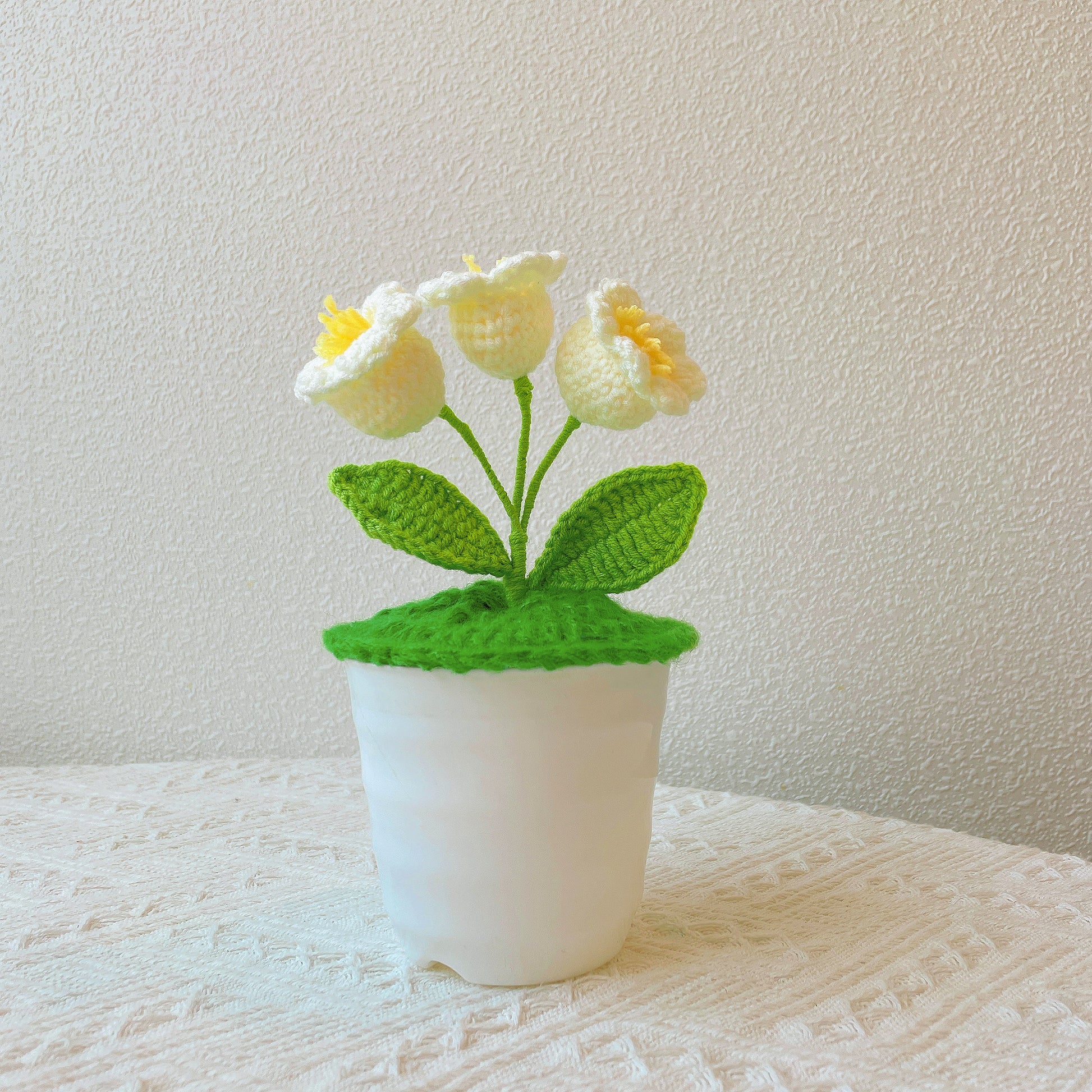 Crochet Lily Orchid Potted Plant LED Lamp - Mother's Day Chrismas Gift Exchange Secret Santa