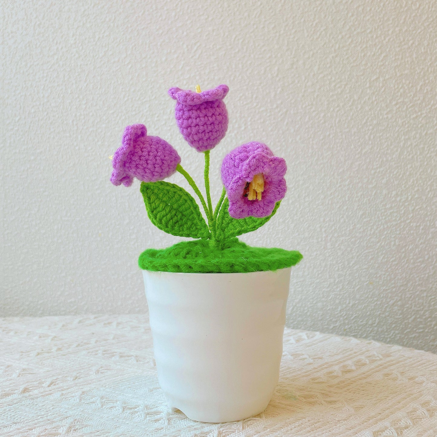 Crochet Lily Orchid Potted Plant LED Lamp - Mother's Day Chrismas Gift Exchange Secret Santa