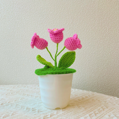 Crochet Lily Orchid Potted Plant Lampe LED - Fête des Mères Échange de cadeaux de Noël Secret Santa