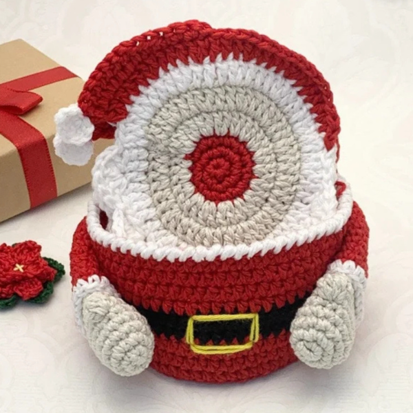 Christmas Crochet Coasters & Santa Storage Seat | Red & White Christmas Hat Coaster , Santa Coaster , Santa Storage , Christmas Placemats  | Perfect Holiday Decor for Home & Gifts