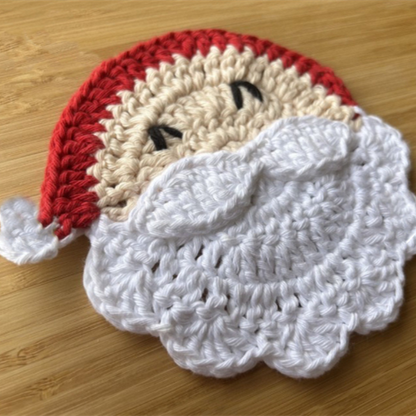 Christmas Crochet Coasters & Santa Storage Seat | Red & White Christmas Hat Coaster , Santa Coaster , Santa Storage , Christmas Placemats  | Perfect Holiday Decor for Home & Gifts