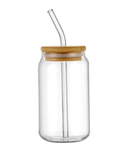 Customizable 450ml Transparent Glass Cup with Straw - Ideal for Soda, Milk Tea, and Water - Perfect as a Personalized Gift for Birthdays, Weddings, and Special Occasions