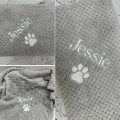 Custom Embroidered Pet Blanket for Cats and Dogs - Thick Pineapple Velvet Fleece - Personalized Name Throw Blanket - Perfect Gift for Pet Lovers on Birthdays, Holidays, and Special Occasions