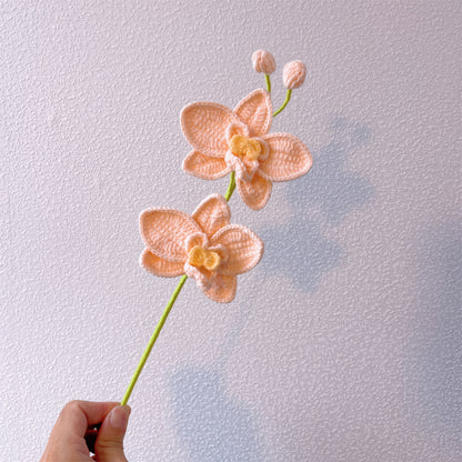Bouquet d'orchidées du mois de naissance d'août - Cadeau de fleur d'anniversaire à tige unique crocheté à la main pour les proches nés en août