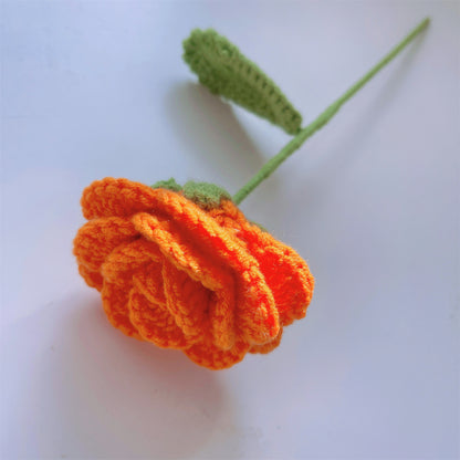 Handmade Crocheted Sunny Delight Bouquet of Roses, Sunflowers, and Puffs - Gorgeous Golden and Orange Hues