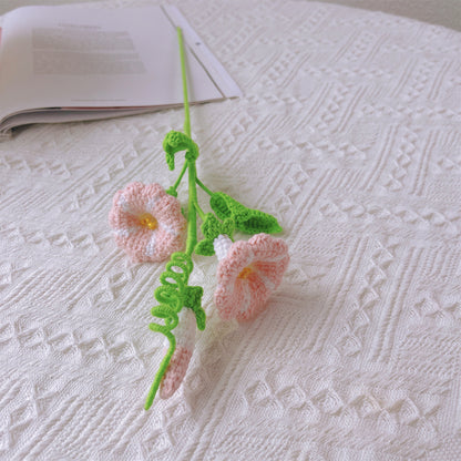 September Birth Month Morning Glory Birthday Bouquet - Handcrafted Hooked Single Stem Crochet - Ideal for Garden Lovers or 9th Month Celebrations