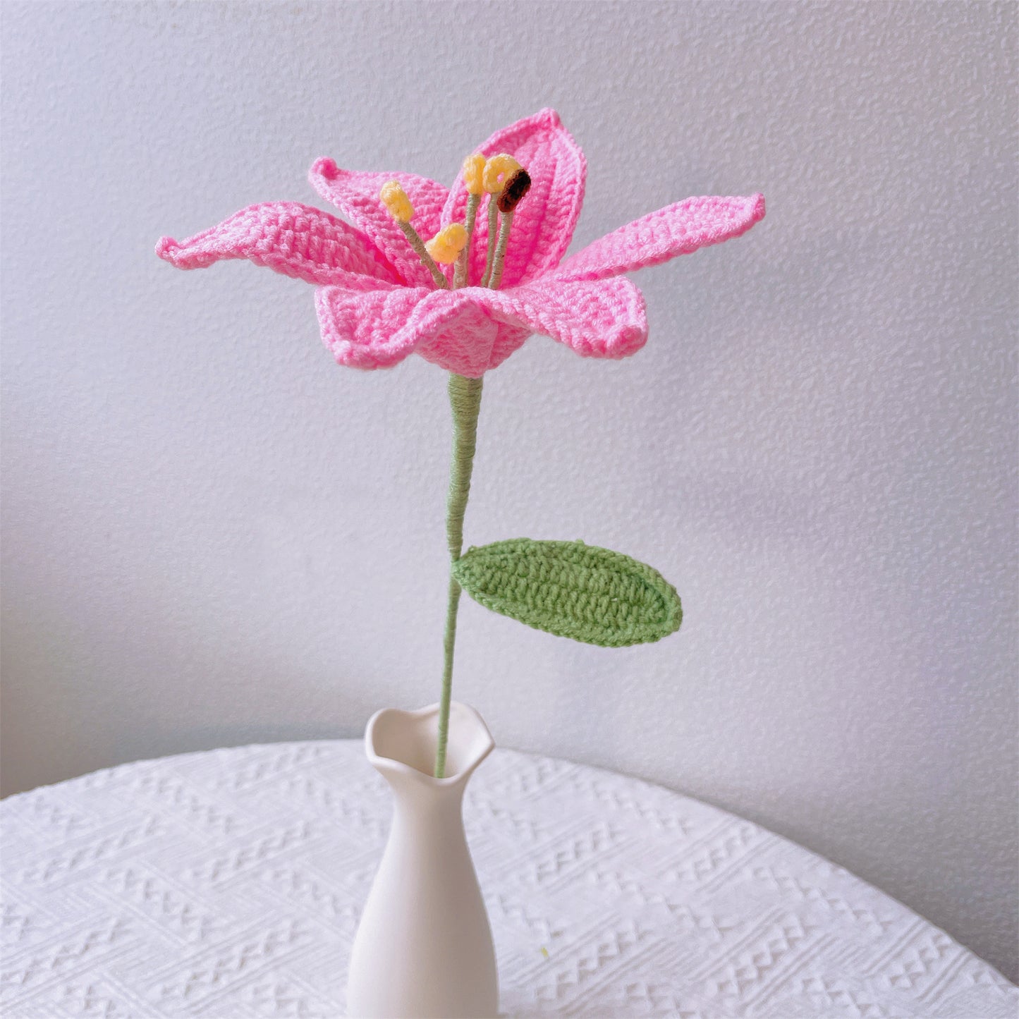 Handmade Crocheted Bouquet of Roses, Lilies, Lavender & More - Beautiful PINK Arrangement