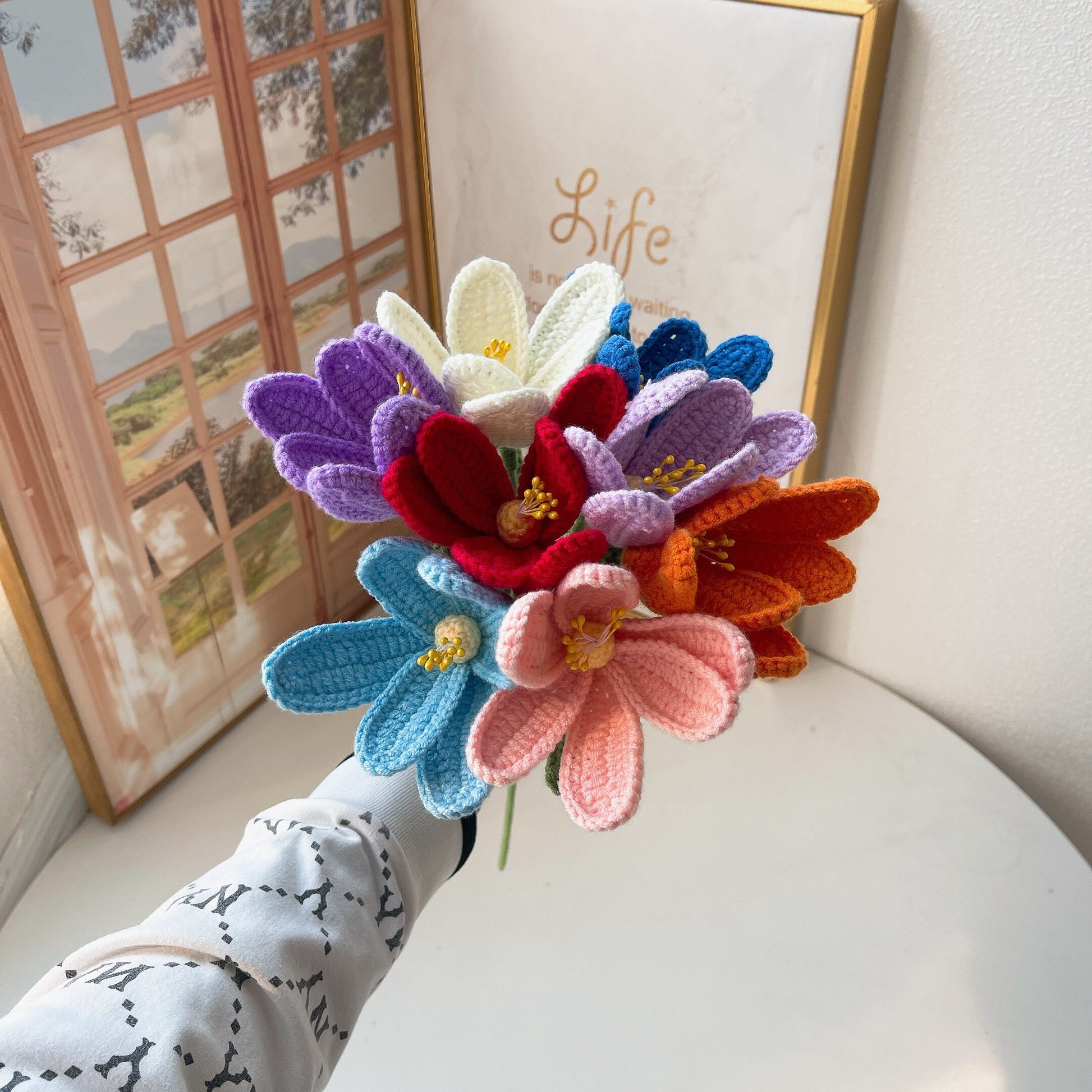 Handmade Crochet Tulip Flowers - Yarn Crafted, Home Decor, Gift Idea, Floral Arrangement, Symbolic Flower, Floral Accents, Bouquet Flowers