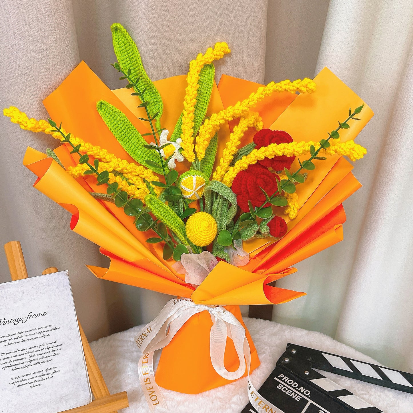 Handmade Crocheted Citrus Elegance Bouquet - Lemon, Rose, and Barley - Gorgeous Gifts for Any Occasion