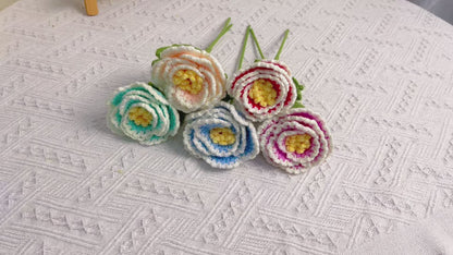 Garden Elegance: Handcrafted Crochet Peonies Flower Stake for a Beautiful Home and Garden Decor