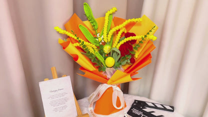 Handmade Crocheted Citrus Elegance Bouquet - Lemon, Rose, and Barley - Gorgeous Gifts for Any Occasion