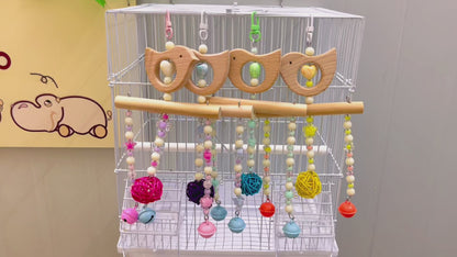 Handcrafted Indoor Colorful Pet Birds Chew Toys, Bird Entertainment Kits, Hanging Ornamental for Cage Decoration, Suitable for Parakeet/Budgie, Cockatiel, Finch, Lovebird, Monk Parakeet, Dove, Parrotlet, Sparrow