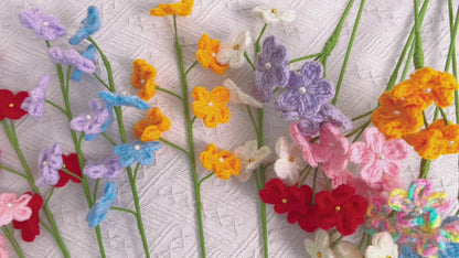 Crochet Forget-me-not Knitted Flowers - Bouquet Arrangement, Flowers for Vase, Table Decor, Centerpiece, Wedding Decoration, Unique Decor