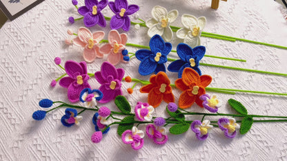 Handgefertigter Phalaenopsis-Orchideenstecker für Heimdekoration und Pflanzenunterstützung – Häkelgarn-Bastelarbeiten, Innendekoration, einzigartige Geschenke, Häkelstrauß