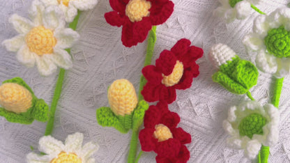November Birth Month Chrysanthemum Bouquet - Hand-Crocheted Single Stem Mum Birthday Flower Arrangement Surprise Celebration