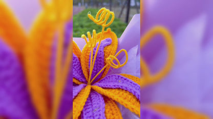 Crochet Sundrop Chameleon Flower Stake Bouquet