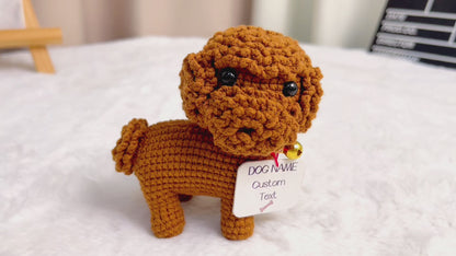 Crochet Teddy Bear Plushie avec plaque nominative personnalisable personnalisée - Petit amoureux des chiens Pet Puppy Cadeau d’anniversaire
