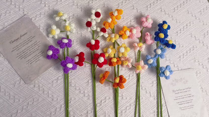Crochet Puff Daisy Stake - Décoration d’intérieur polyvalente et cadeau - Bouquets, vases et centres de table - Respectueux de l’environnement - Design d’inspiration vintage