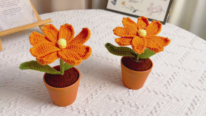 Handgefertigter gehäkelter Gesang-Blumentopf – einzigartige Wohndekoration, realistische Kunstpflanze, perfektes Geschenk für Pflanzenliebhaber