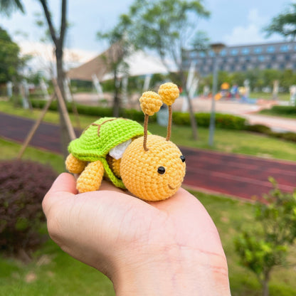 Buzzy the Turtle - Crochet Amigurumi Bee in Shell Plushie, Whimsical Gift, Collectible, Creative Toy, Handmade Toys, Inspirational Gifts