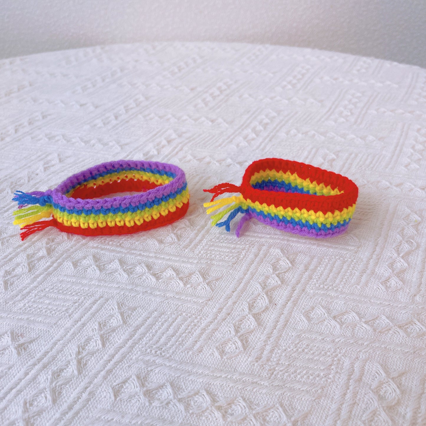 2Pcs LGBTQIA+ Rainbow Pride Crochet Handmade Wristband - Couple Bracelet, Pride Gift, Friendship Bracelet for Men and Women, LGGT Festival