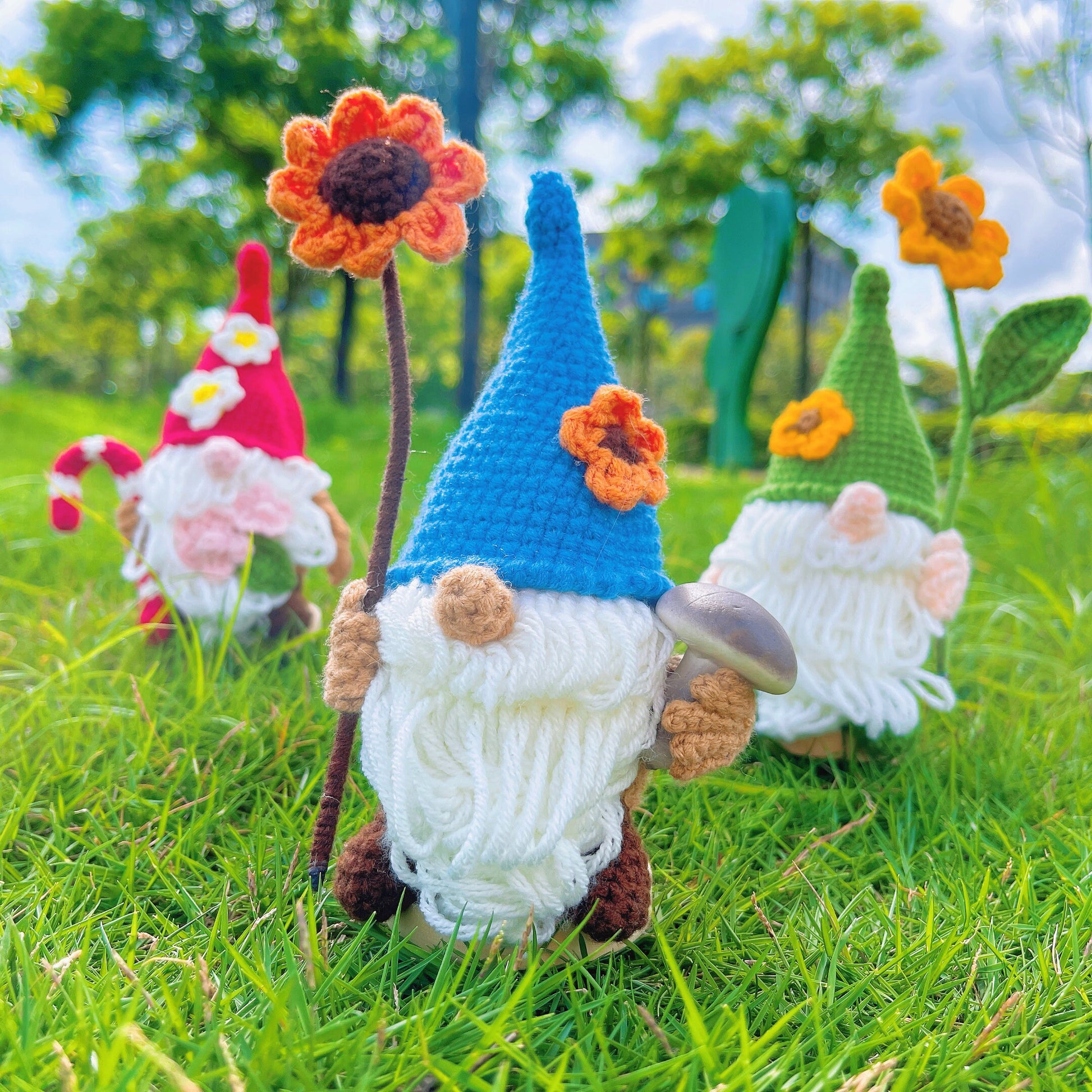 Handmade Crochet Gnomes with Stand for Decor Gifts - Nordic Figurines with Adorable Design, Perfect for Christmas, Holidays and Collector