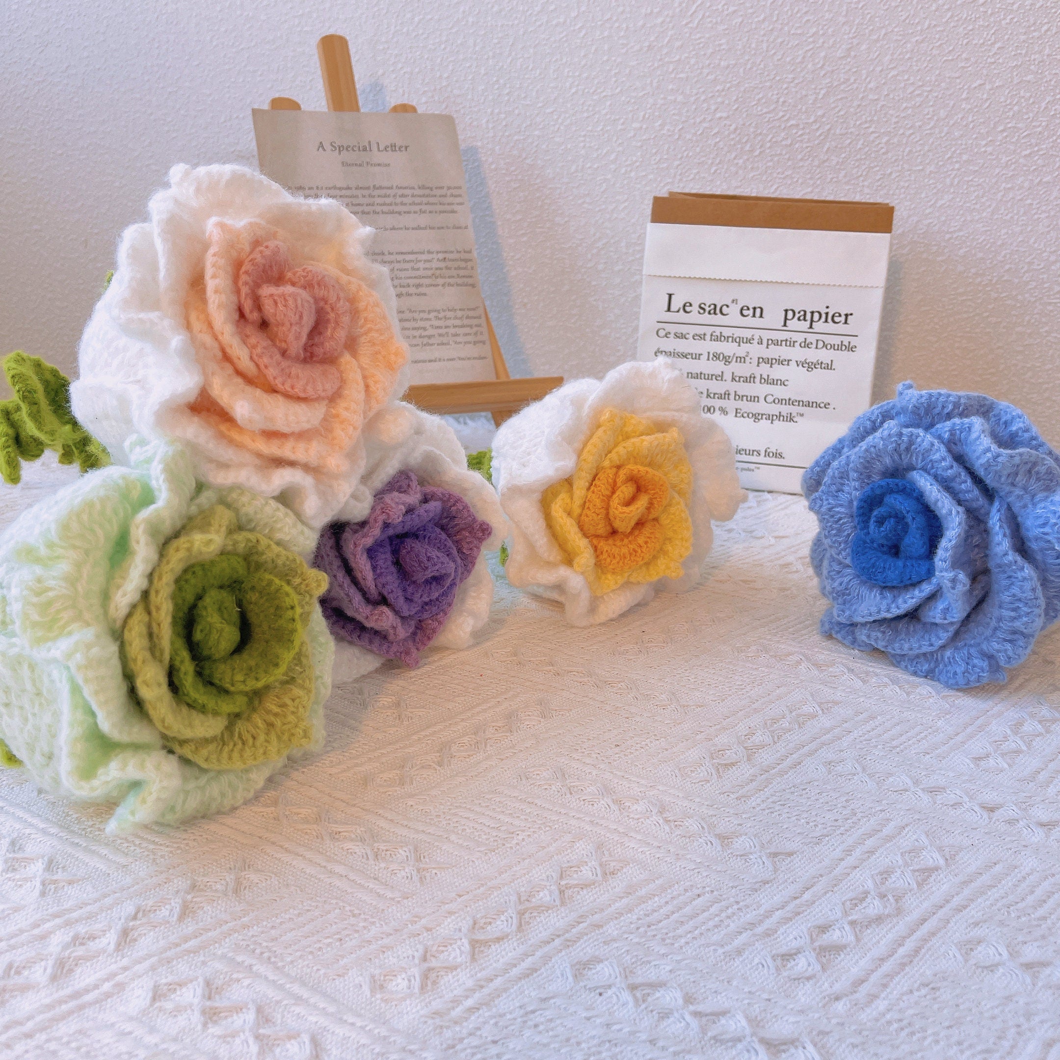 Handmade Crochet Thai Roses Home Decor Unique Gift Idea Exotic