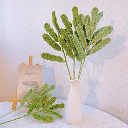 Handmade Crochet Daisy Leaves Delight Plant Stake for Home Decoration and DIY Plant Crafts - Centerpiece, Workspace, Flower Arrangement